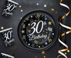 Picture of 30TH BIRTHDAY BLACK & GOLD PLATES 18CM 6 PACK